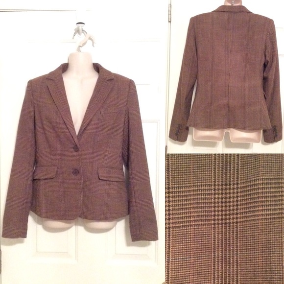 New York & Company Jackets & Blazers - Brown and tan glen plaid blazer